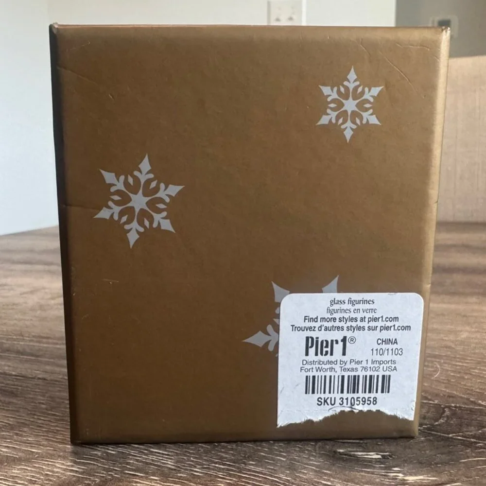 Pier 1 Hand Blown Glass Christmas Owl Figurine